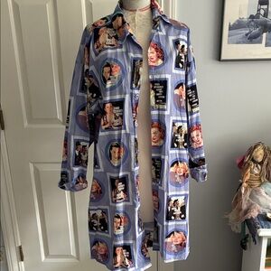 Vintage Graphic Print Long Shirt